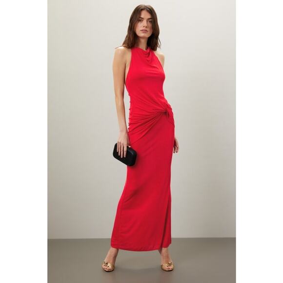 Katie May | Dresses | Katie May Dress Womens Small Leyla Red Slinky Gown  Halter Knotted Open Back | Poshmark